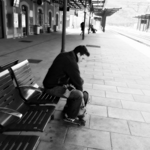 Mi hijo Pablo en la estación